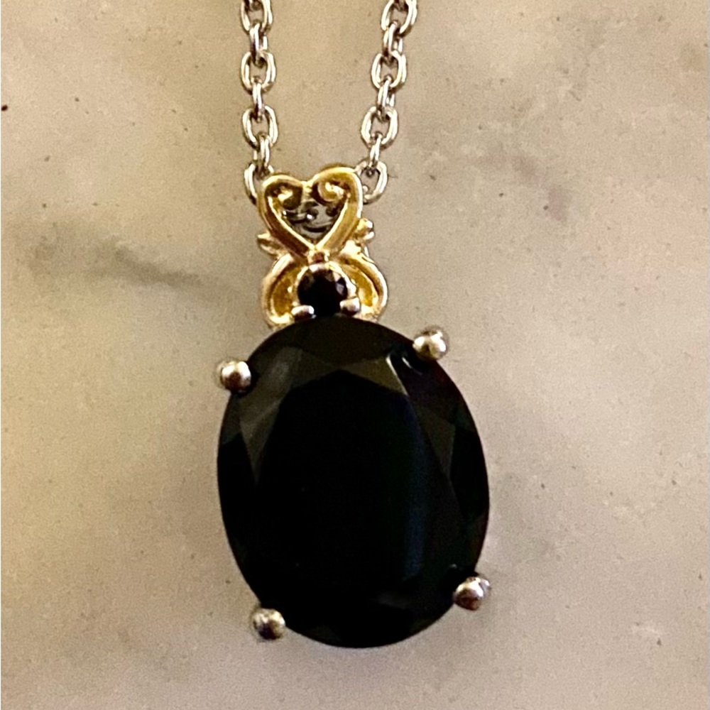 NWT Black Tourmaline & Black Spinel Pendant and 20” in Necklace in 14KYG & .925! - Picture 7 of 10